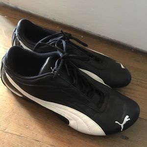 Black and White Leather Puma Sneakers